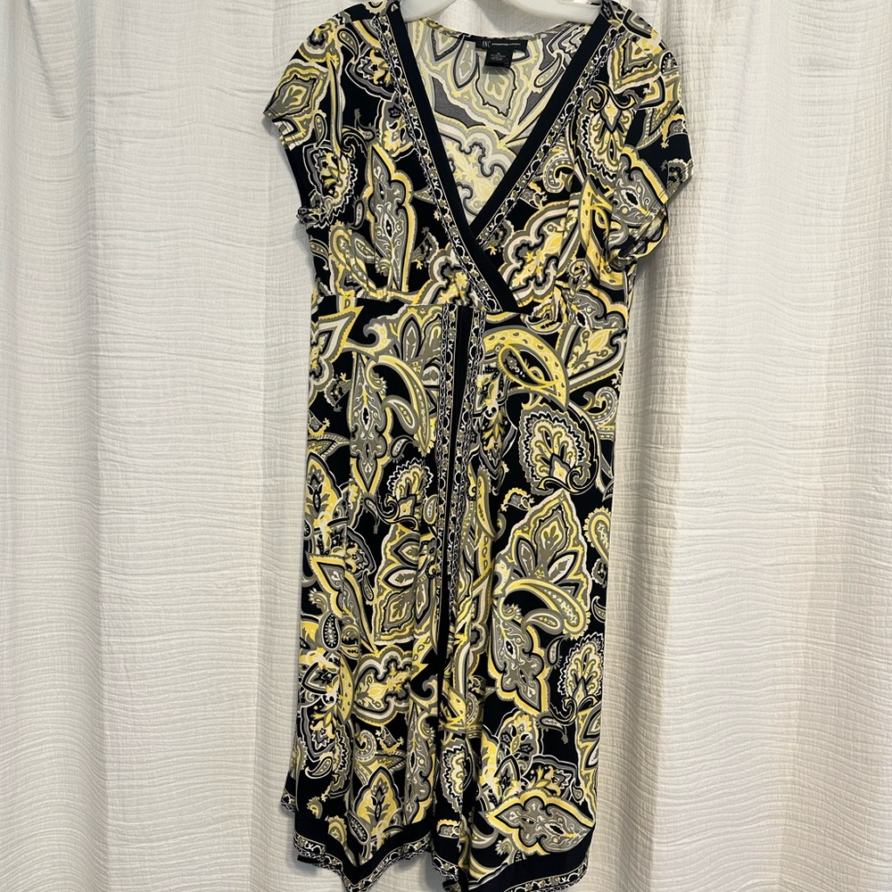 INC International Concepts Black and Yellow Paisley Dress